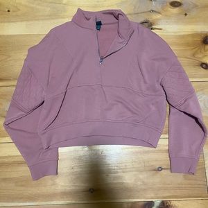 Cropped Mauve 1/4 zip sweater